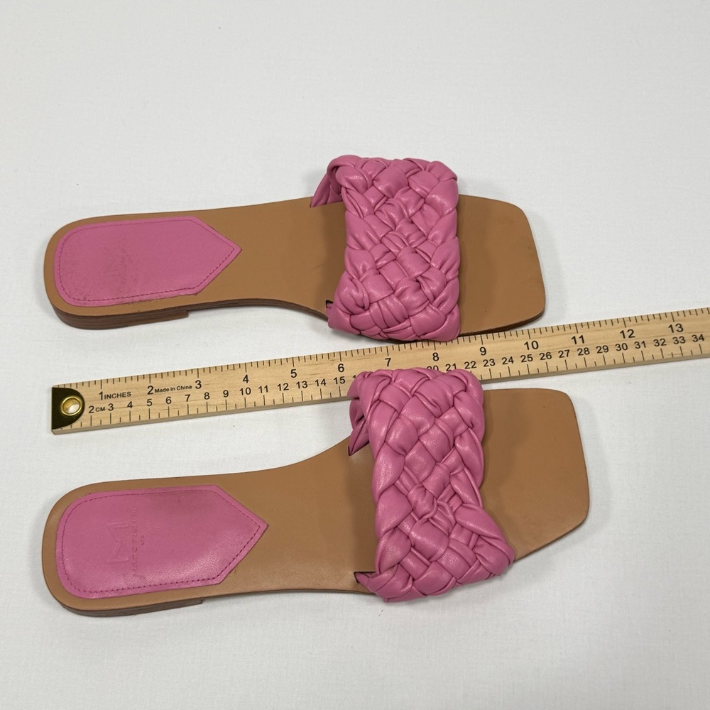 Braided Leather Marc Fisher Pink Square Toe Slide Sandals Size 10M - Picture 5 of 6